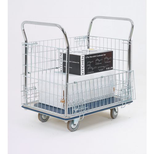 Steel platform truck with chrome plated mesh panels