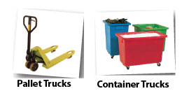 Pallet trucks and container trucks available at Slingsby