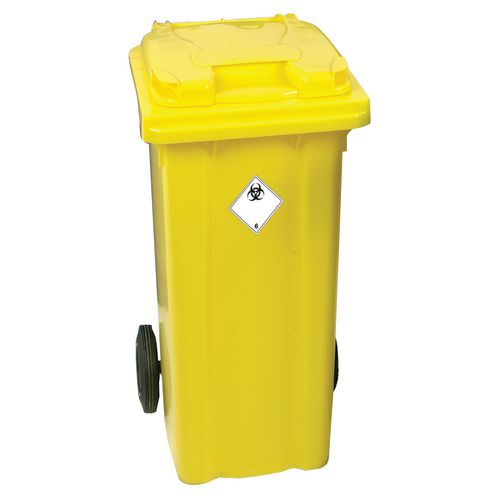 Container Lockable Refuse 120 Litre 2 Wheeled Colour Yellow Mobile