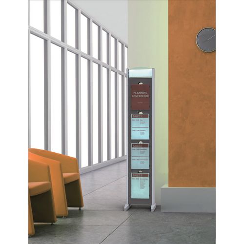 Double-sided poster frame tower - 8 x A4 panels and top bar