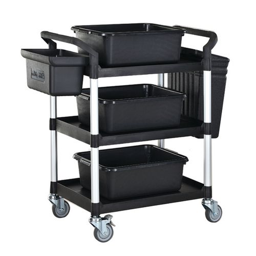Standard 3 Shelf Service Cart With Accessories Catering Trolleys