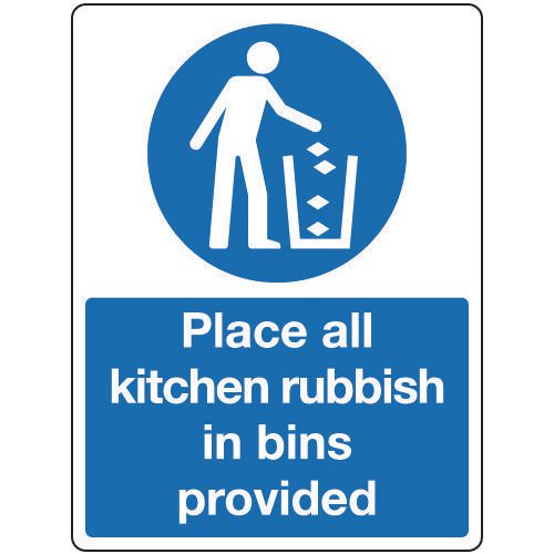 sign place all kitchen rubbish 150x200 rigid plastic the food hygiene england regulations 2006